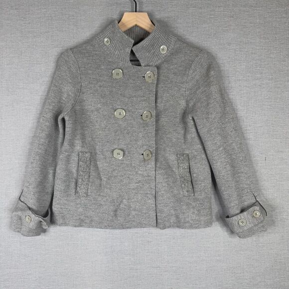 J.Crew Wool Knit Jacket Womens Size M Double Breasted‎ Button Up Gray - Picture 1 of 4